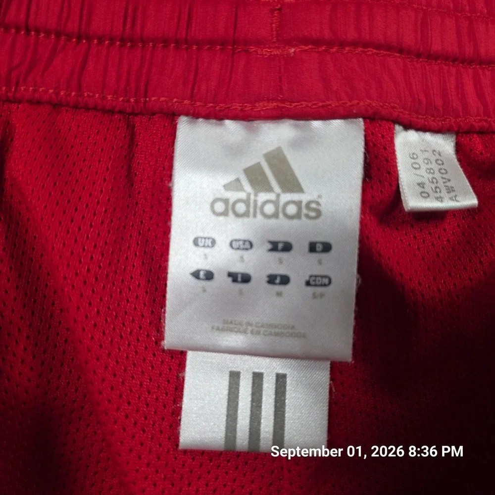 Adidas Mens Red Mesh Lined Track Pants Straight Leg Zipper Ankle Small 455891